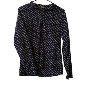 L.L.Bean Blue and White‎ Quarter Zip Pullover Size Small 100% Polyester